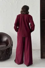 Topshow - Toptan Fitilli Kadife Pantolon - Bordo