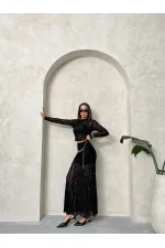 Dantel Toptan Abiye Etek- Siyah | TOPSHOW | F1887