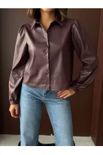 Chemises en similicuir Topshow en gros - Marron | F2044