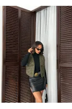 Topshow - Gilet en daim brodé en gros - Élégance style western - Kaki