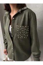 Cebi Tasli Toptan Gömlek - Haki | TOPSHOW | F1617