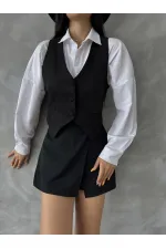 Gilet en daim noir en gros | TOPSHOW | f1528