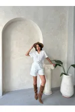 Nakışlı Vual Gömlek - Krem Topshow