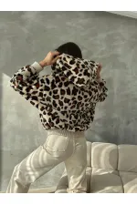 Manteau en peluche effet léopard (vente en gros) - Léopard gris clair | TOPSHOW | F1650