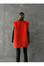 Tüylü Toptan Yelek - Oranj | TOPSHOW | F1567
