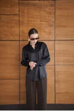 Polka Dot Satin Shirt - Black | F2076 - Topshow