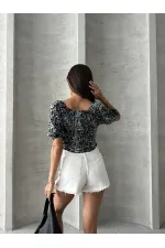 Topshow Gray Leopard Burnt Velvet Wholesale Blouse