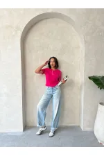 Topshow Fuşya Çoban Dikişli Toptan Tişört
