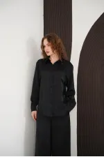 Chemise à manches longues en gros - Noire | F2101 - Topshow