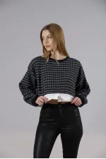 Blouse courte en gros - Bleu marine | TOPSHOW | F1544