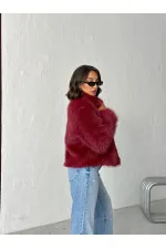 Topshow - Manteau en fausse fourrure pour femme - Bordeaux (vente en gros)