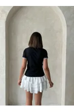 T-shirt Topshow noir et crème à col rond en gros