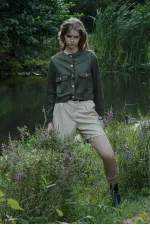 Belted Leather Wholesale Shorts - Stone | TOPSHOW | F1497