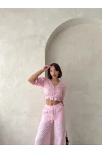 Embroidered Blouse with Scallop Detail - Pink | Topshow