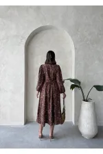 Nakışlı Toptan Etek - Kahve | Topshow | F1901