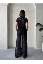 Toptan Gömlek Yaka Dantel Toptan Bluz - Siyah | Topshow