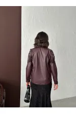 Chemise en similicuir à franges tombantes F 2043 - Bordeaux