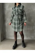 Ekose Toptan Elbise - Zümrüt Ekose | TOPSHOW | F1118