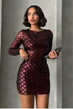 Blouse à sequins en gros - Bordeaux | TOPSHOW | F1619