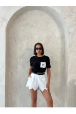 Wholesale T-Shirt with Pocket Detail - Black and White | Topshow