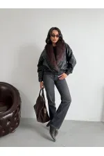 Topshow Fur-Collared Double-Breasted Leather Jacket - Black | F2050