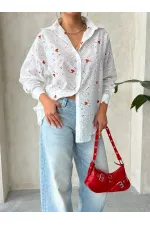 Chemise brodée Brode en gros - Rouge | Topshow | F1912