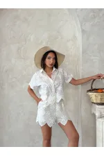 Nakışlı Toptan Şort - Taş | Topshow