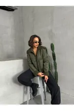 Manteau en peluche suédée F en gros - Kaki | TOPSHOW | F1856