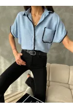 Topshow Blue Shepherd Stitched Linen Wholesale Shirt