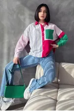 Striped Piece Wholesale Shirt - Colorful Stripes | TOPSHOW | F1461