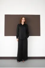 Pleated Hem Lace Up Wholesale Trousers - Black | F2102 - Topshow