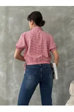 Topshow Fuşya Pitikare Beli Kolucu Lastikli Toptan Gömlek