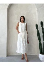 Embroidered Skirt - Stone | Topshow