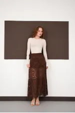 Ruffled Lace Skirt - Brown | F2074 - Topshow