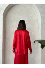 Chemise en satin Krasli en gros - Rouge | Topshow | F1914