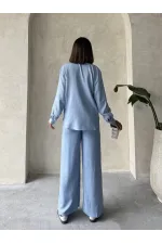 Topshow Mavi Keten Toptan Pantolon