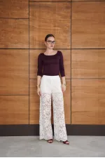 Embroidered Trousers - Cream | D2967 - Topshow