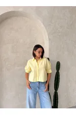 Arkası Kelebek Detaylı Toptan Gömlek   Sarı | Topshow