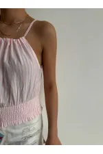 Chemisier rose Topshow à col noué (vente en gros)