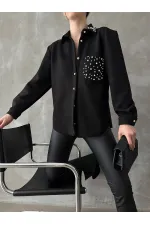 Cebi Tasli Toptan Gömlek - Siyah | TOPSHOW | F1617