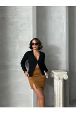 Suet Yırtmaclı Toptan Etek - Taba | TOPSHOW | F1573