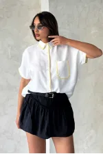 Shepherd's Stitched Linen Shirt - Cream Yellow | Topshow