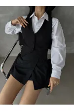 Gilet en daim noir en gros | TOPSHOW | f1528