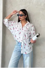 Chemise en voile brodée rouge en gros | Topshow | F1911