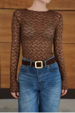 Blouses en dentelle en gros - Café | F2092 - Topshow