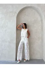 Nakışlı Toptan Pantolon - Taş | Topshow