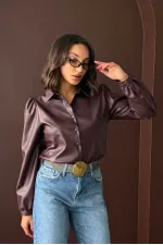 Chemises en similicuir Topshow en gros - Marron | F2044