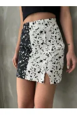 Heart Patterned Above Knee Wholesale Skirt - Black and White | TOPSHOW