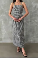 Topshow Black Strap Ankle Length Wholesale Dress