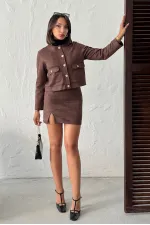 Veste Topshow en daim marron à poches (vente en gros)